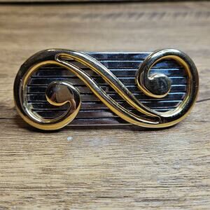 Silver Gold swirl music Fixed loop belt buckle 1in belt